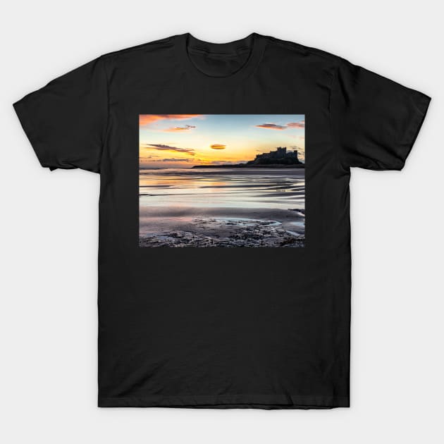 Bamburgh Castle Sunrise T-Shirt by Reg-K-Atkinson